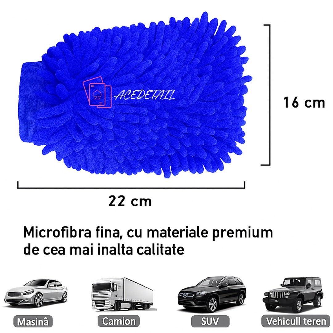 Mănușă microfibra dubla albastra Ace