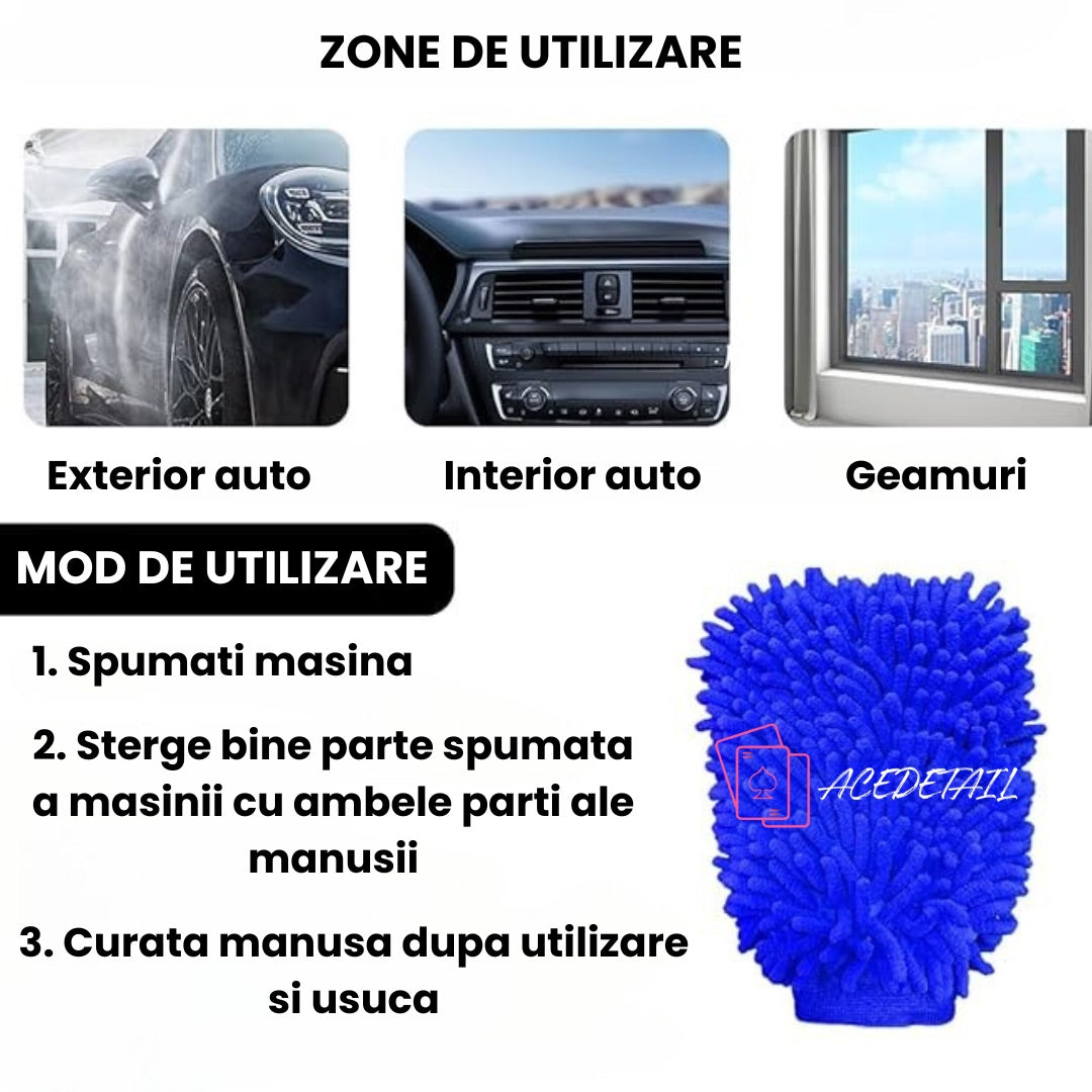 Mănușă microfibra dubla albastra Ace