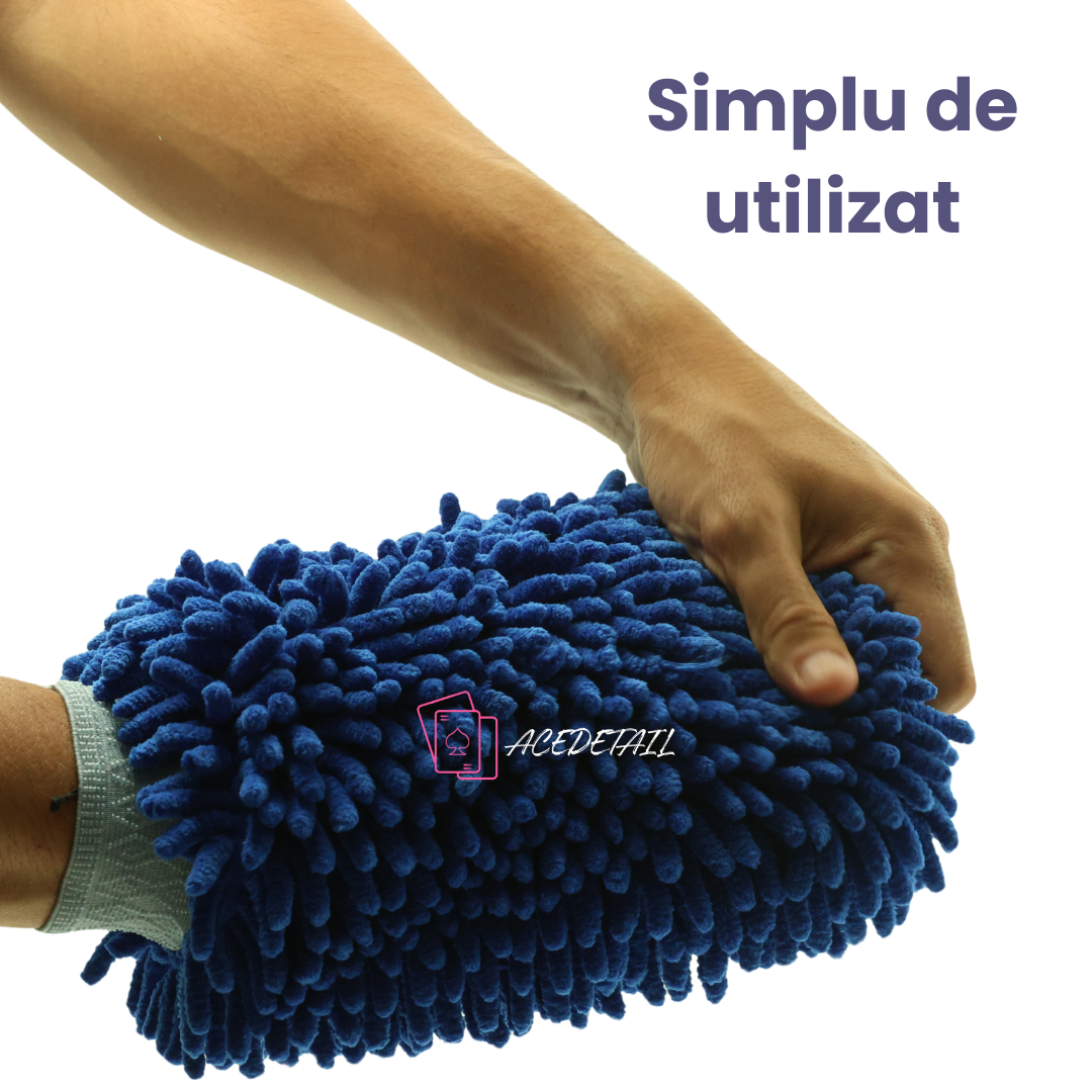 Mănușă microfibra dubla albastra Ace