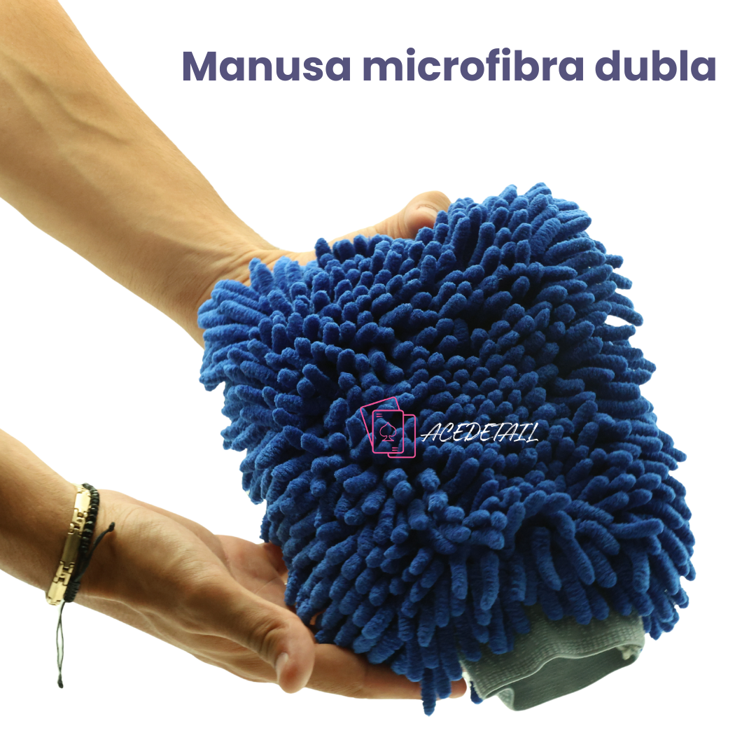 Mănușă microfibra dubla albastra Ace